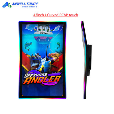 43' J Curved PCAP Touch Monitor Dengan 3M/ELO Protocol Untuk Gaming