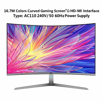 Layar Gaming Melengkung dengan 16,7 Juta Warna dengan Tipe Antarmuka HD-MI dan Catu Daya AC110 240V/50 60Hz